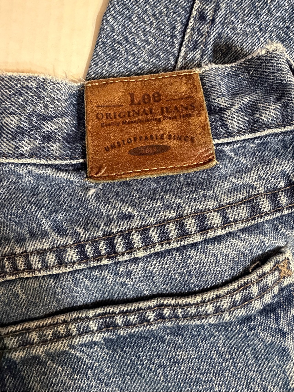 Lee Original Jeans Mens 34x28 Vintage Medium Wash Straight Leg 1889 Patch Classi